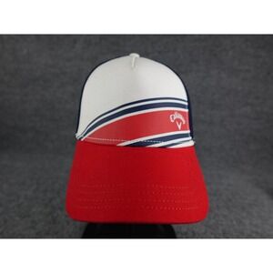 Callaway Golf Hat Trucker Style White Red Blue Embroidered Logo Snapback